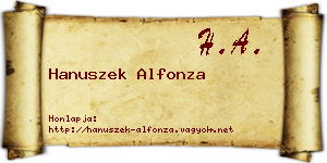 Hanuszek Alfonza névjegykártya